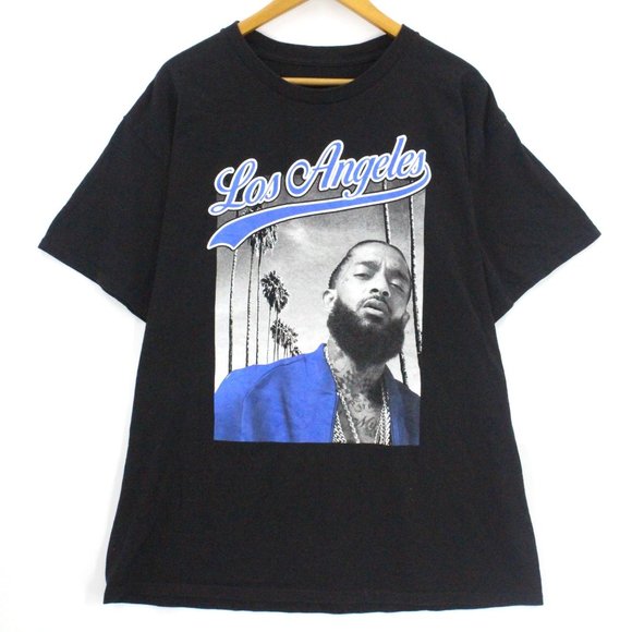 Vintage Nipsey Hussle T-Shirt Black Short Sleeve Crewneck Big Graphic Logo Sz XL - Picture 1 of 8